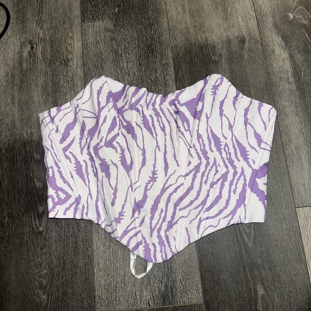 Purple and White Zebra Print Corset Top